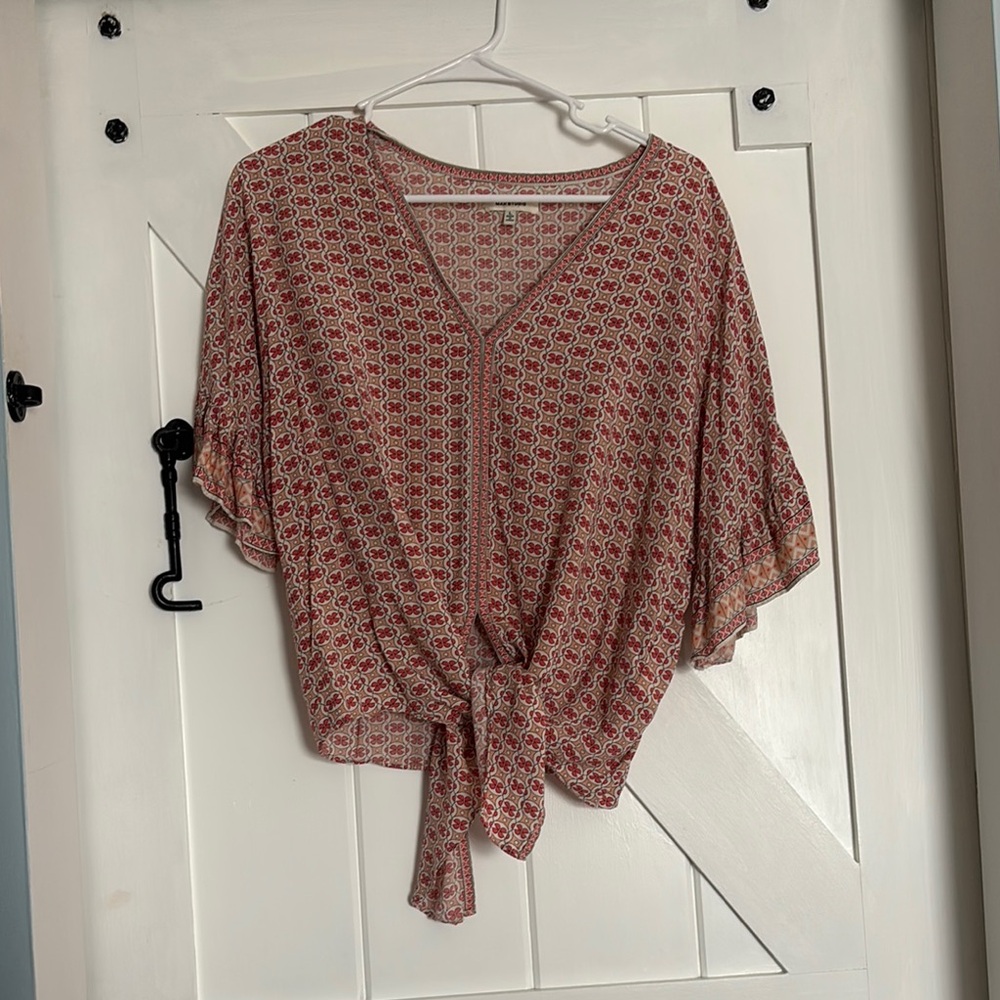 Boho Chic Red Patterned Top